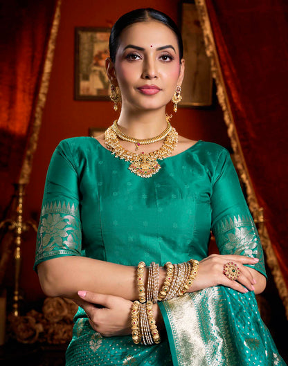Blue Silk Woven Banarasi Saree