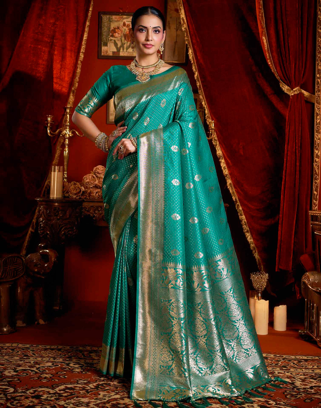 Blue Silk Woven Banarasi Saree