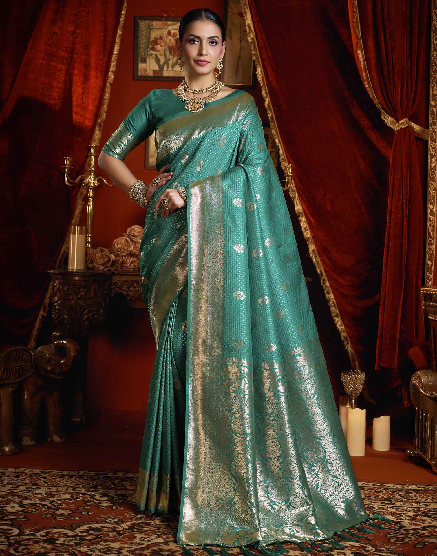 Blue Silk Woven Banarasi Saree