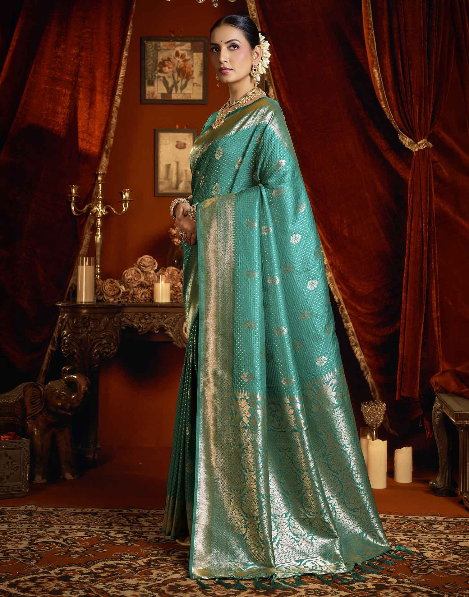 Blue Silk Woven Banarasi Saree