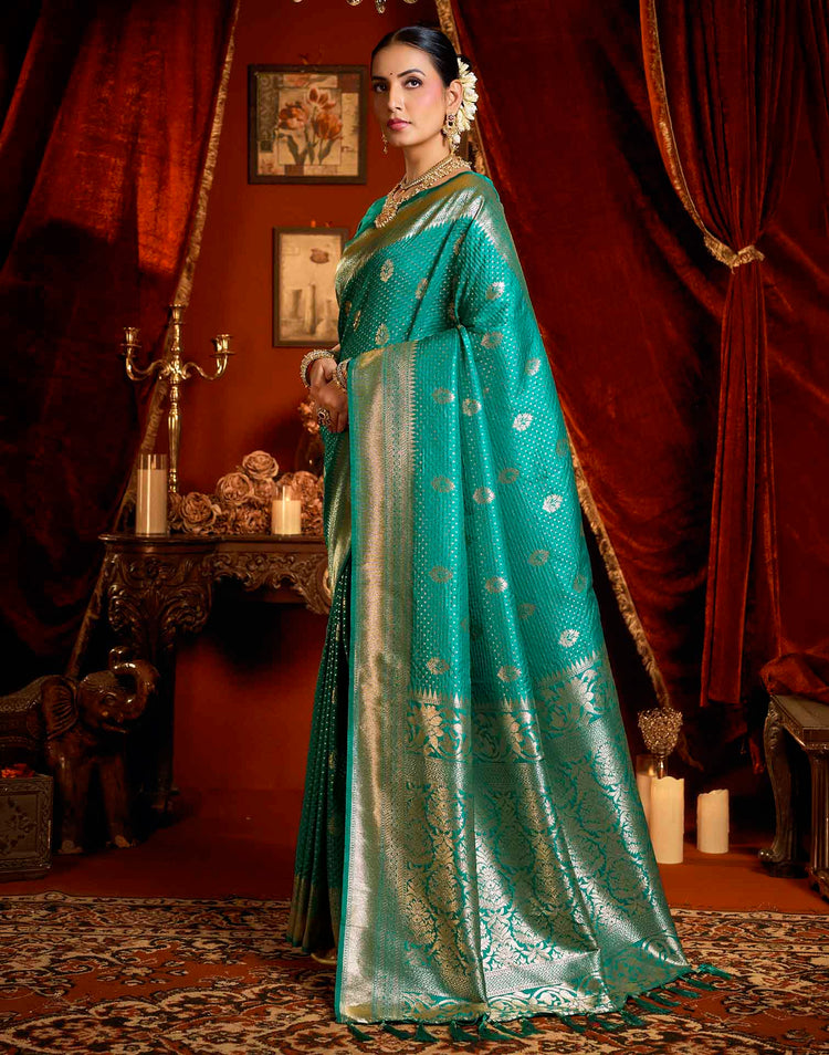 Blue Silk Woven Banarasi Saree