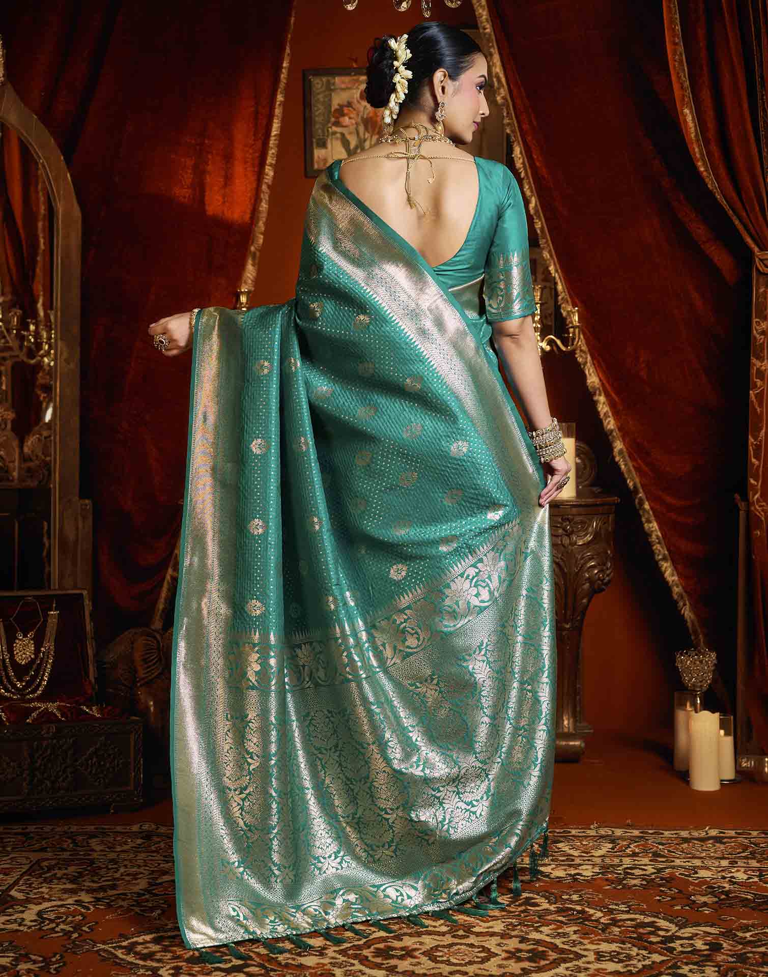 Blue Silk Woven Banarasi Saree
