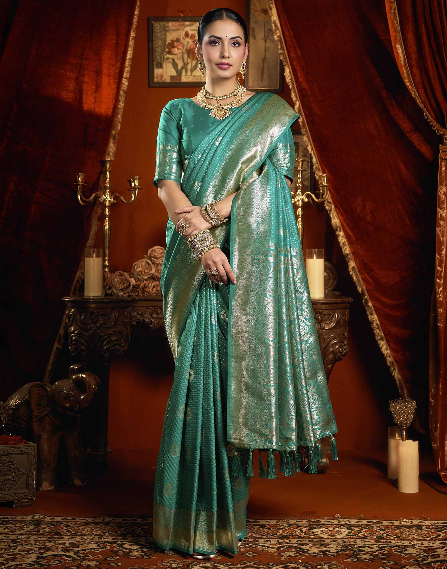 Blue Silk Woven Banarasi Saree