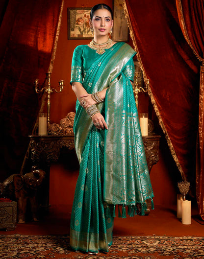Blue Silk Woven Banarasi Saree