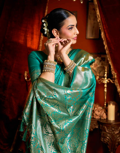 Blue Silk Woven Banarasi Saree
