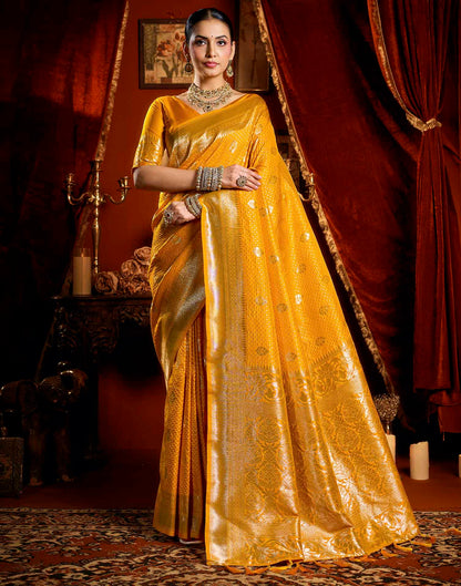 Yellow Silk Woven Banarasi Saree