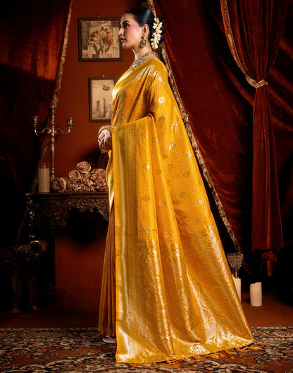 Yellow Silk Woven Banarasi Saree