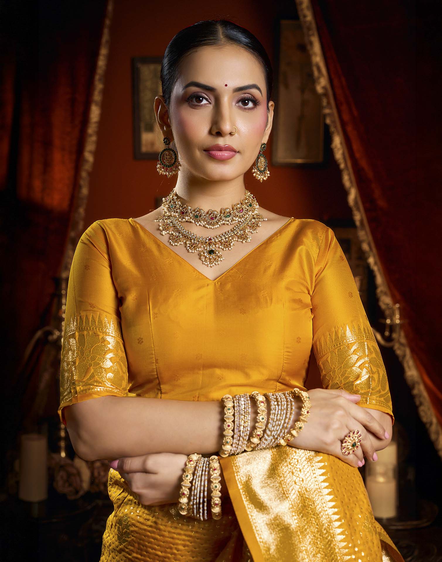 Yellow Silk Woven Banarasi Saree