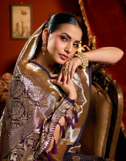 Purple Silk Woven Banarasi Saree