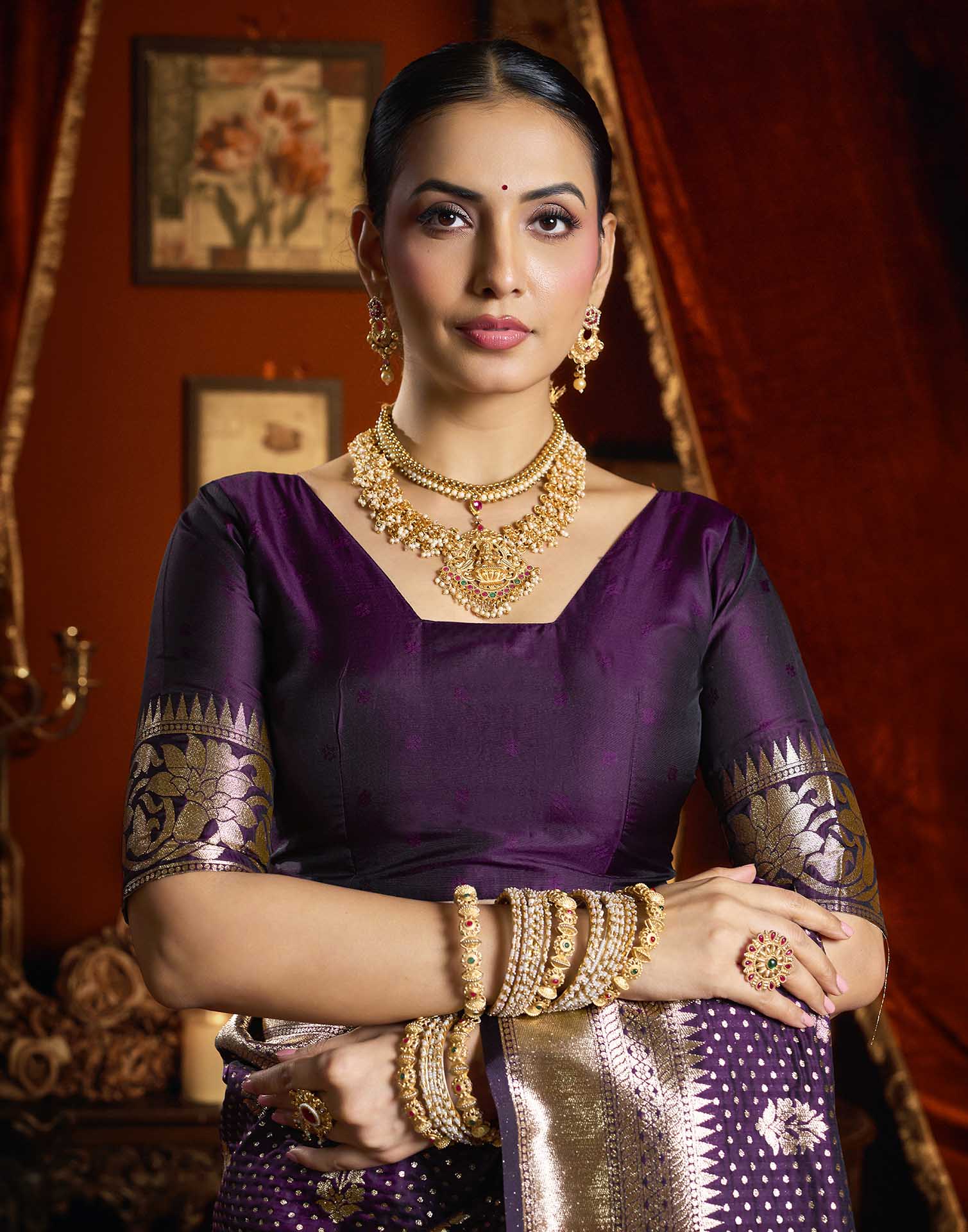 Purple Silk Woven Banarasi Saree