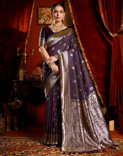 Purple Silk Woven Banarasi Saree