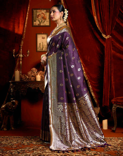 Purple Silk Woven Banarasi Saree