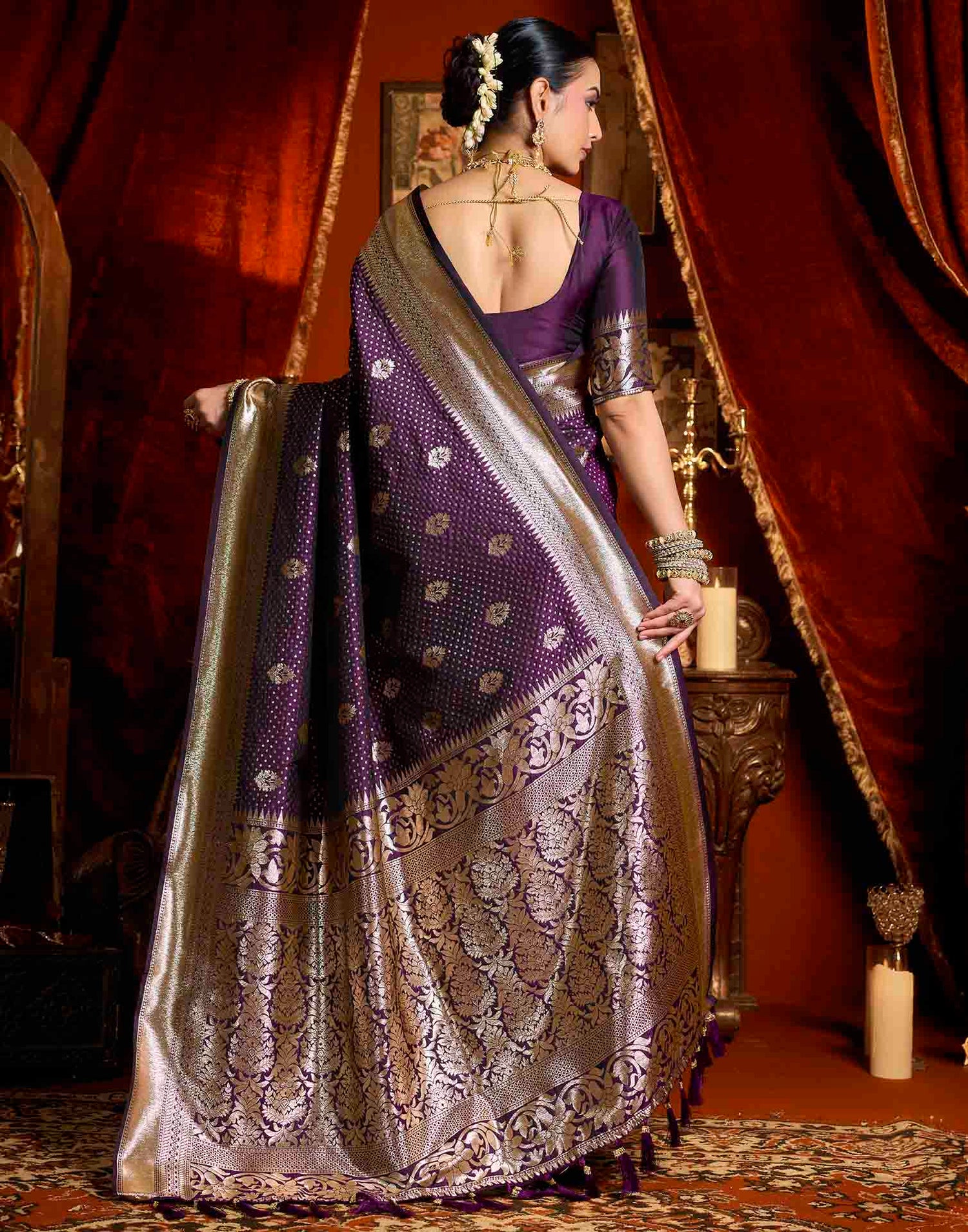 Purple Silk Woven Banarasi Saree
