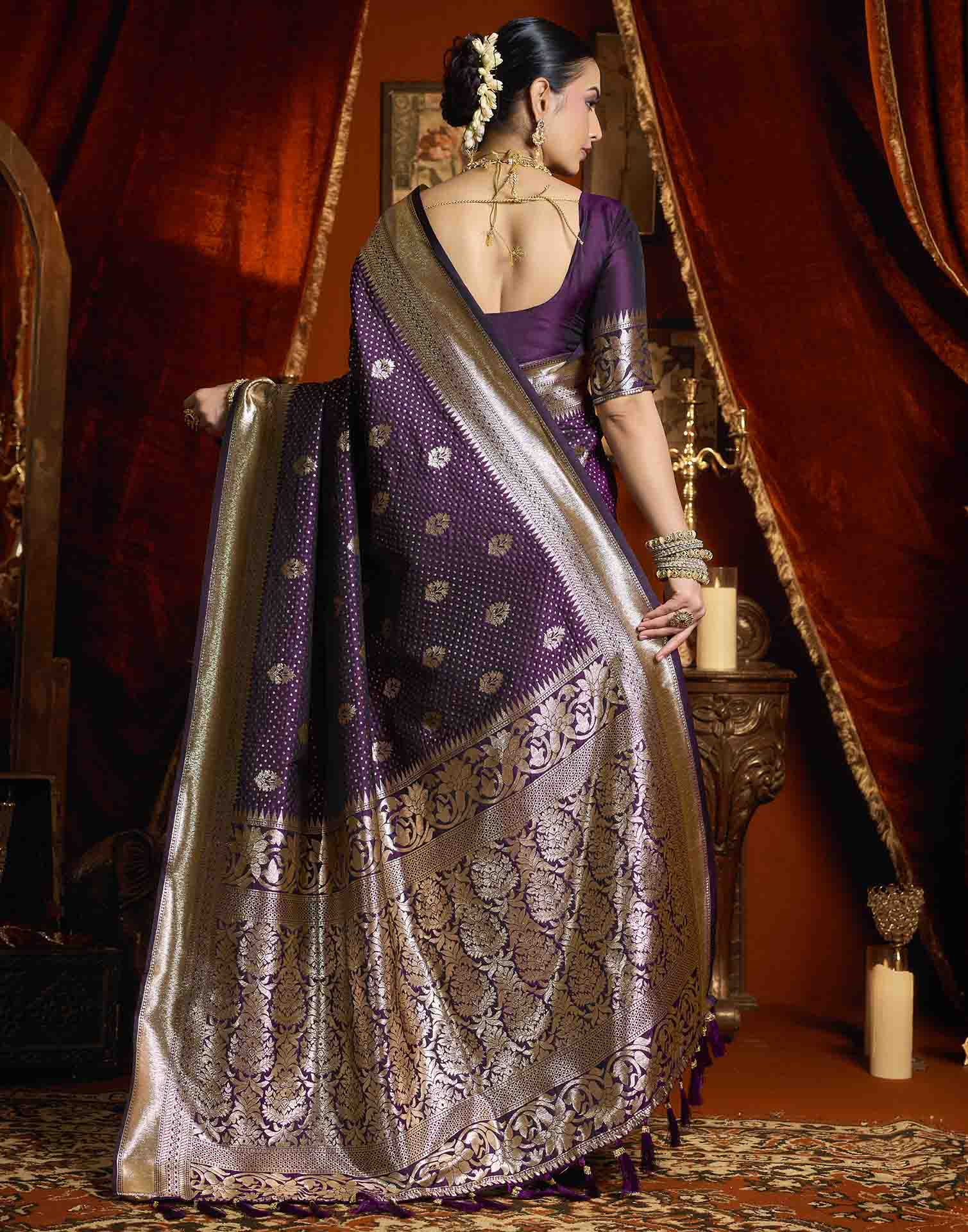 Purple Silk Woven Banarasi Saree