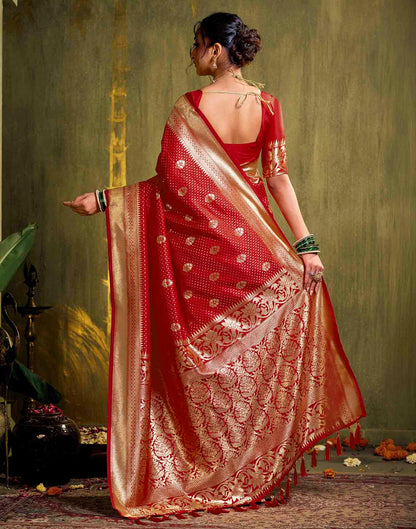 Red Silk Woven Banarasi Saree