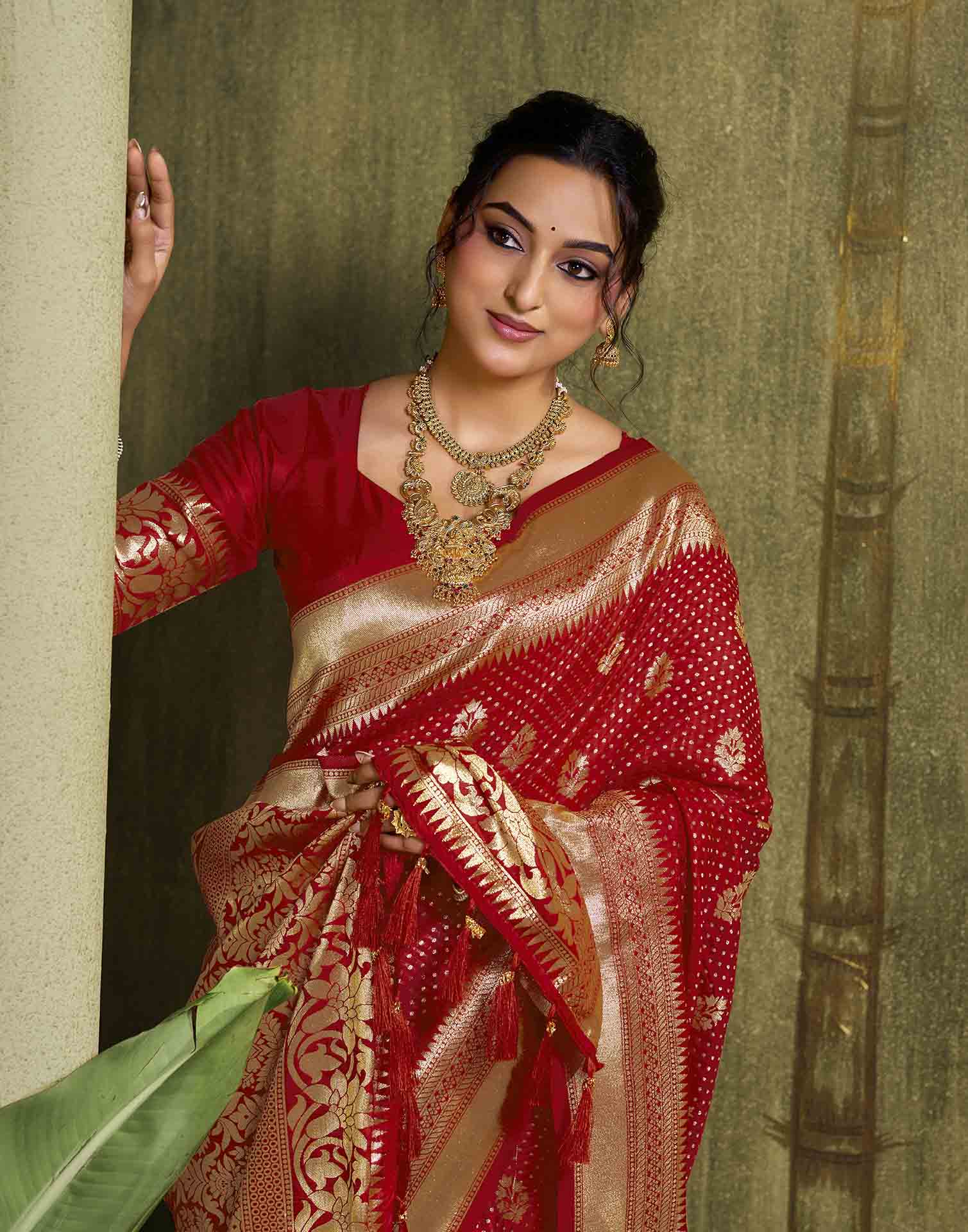 Red Silk Woven Banarasi Saree