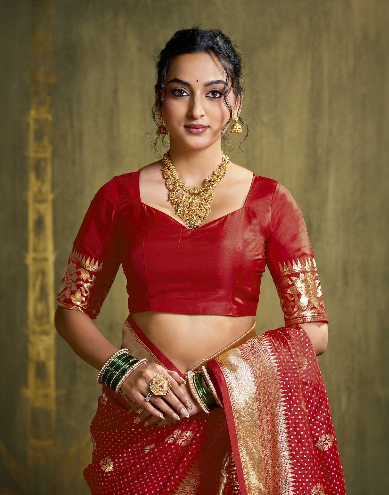 Red Silk Woven Banarasi Saree
