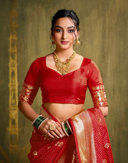 Red Silk Woven Banarasi Saree