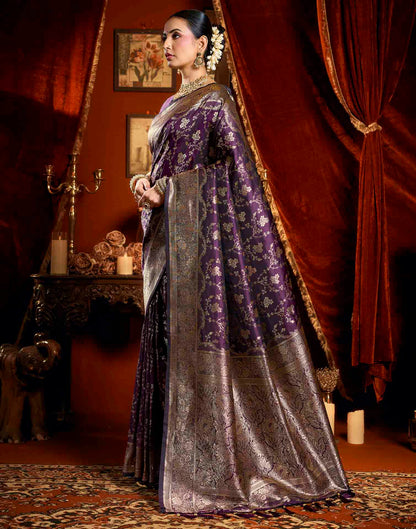 Purple Silk Woven Banarasi Saree