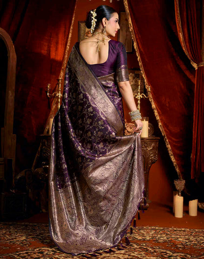 Purple Silk Woven Banarasi Saree