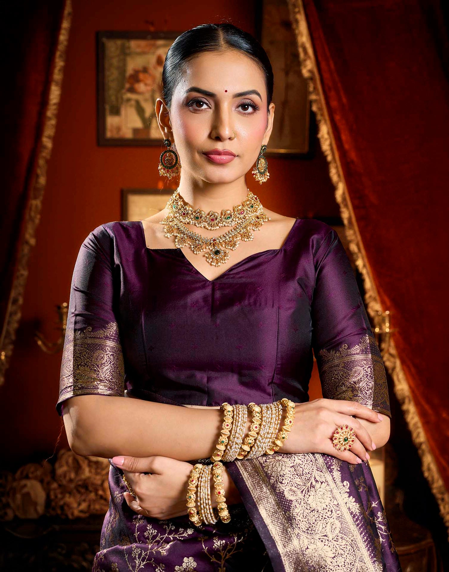 Purple Silk Woven Banarasi Saree