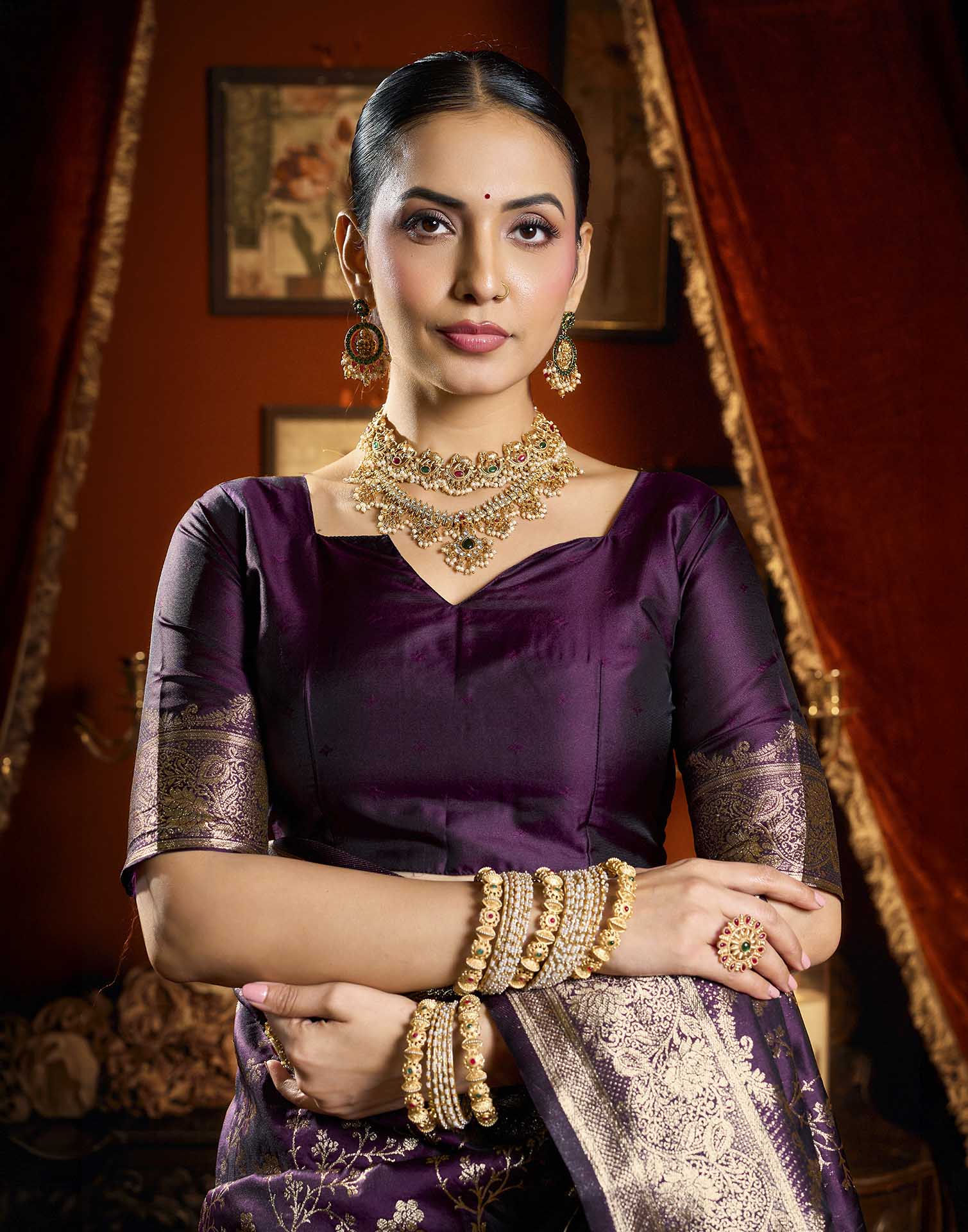 Purple Silk Woven Banarasi Saree