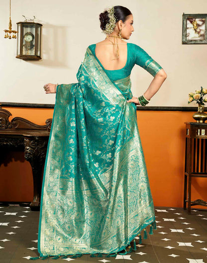 Sky Blue Silk Woven Banarasi Saree