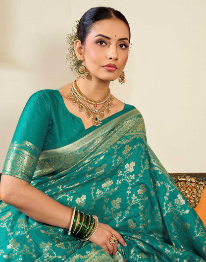 Sky Blue Silk Woven Banarasi Saree