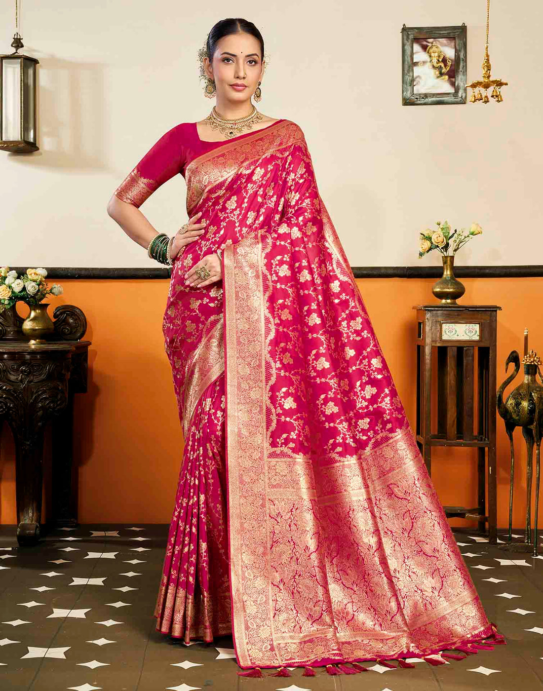 Red Silk Woven Banarasi Saree