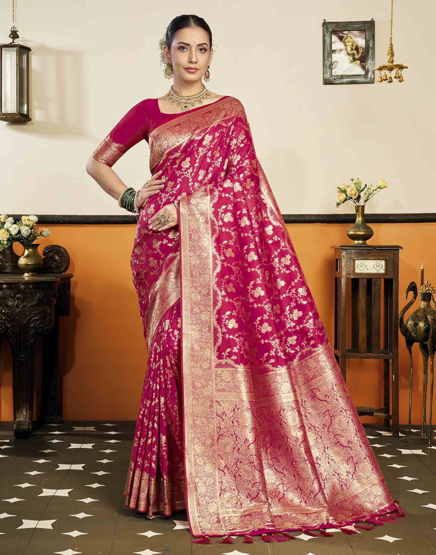 Red Silk Woven Banarasi Saree