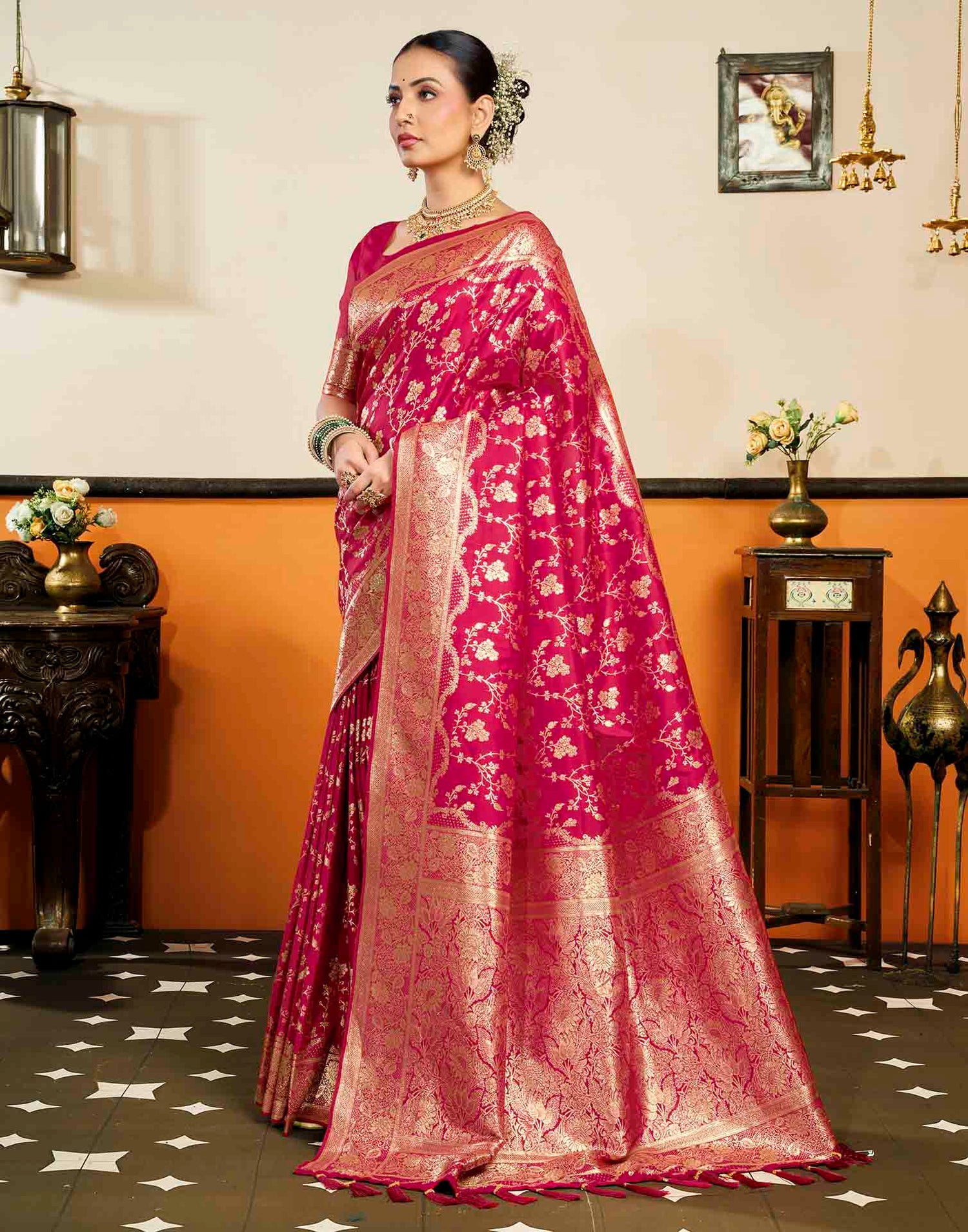 Red Silk Woven Banarasi Saree