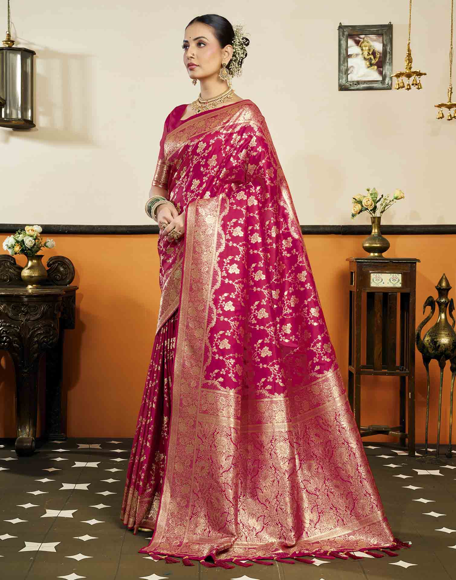Red Silk Woven Banarasi Saree