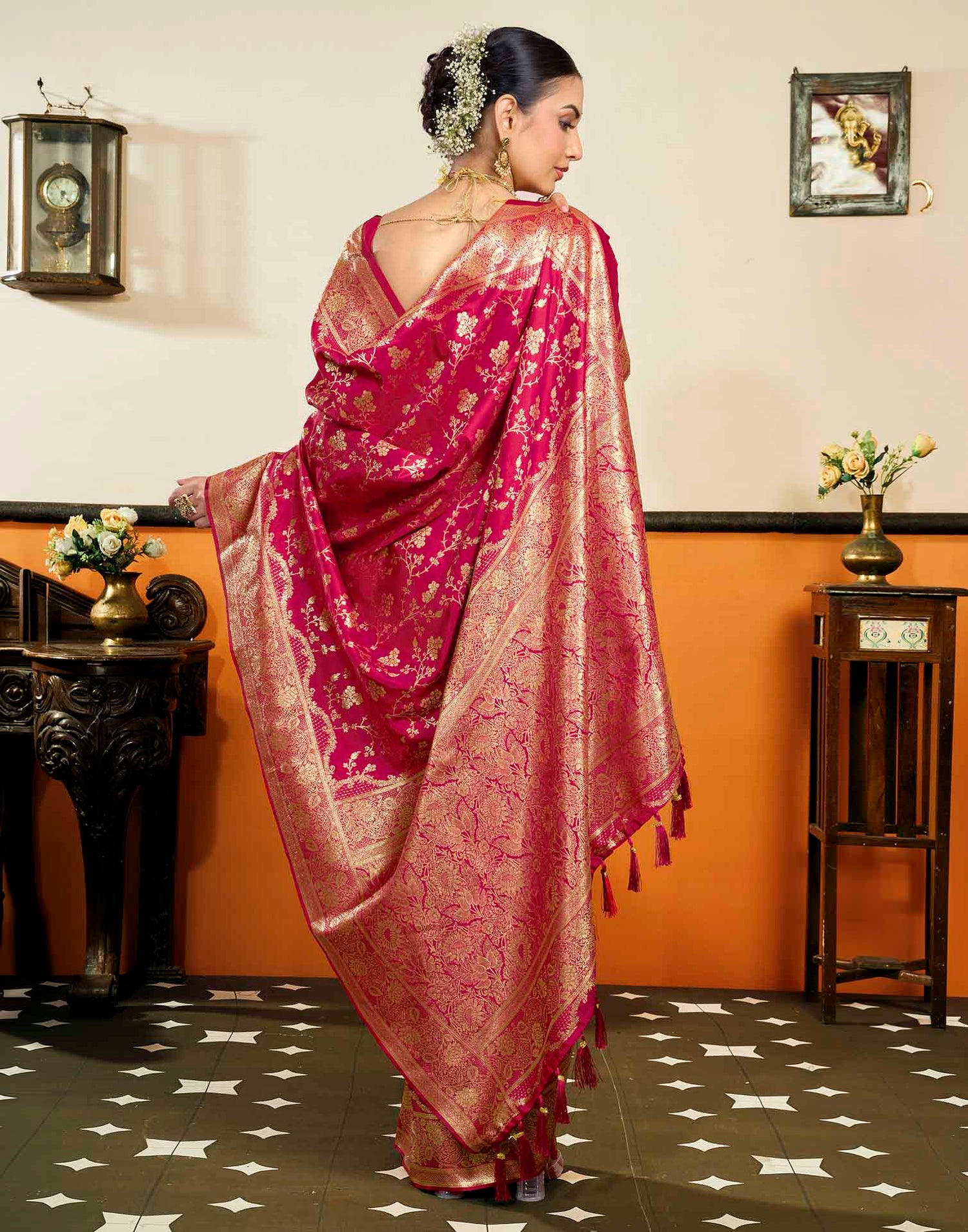 Red Silk Woven Banarasi Saree
