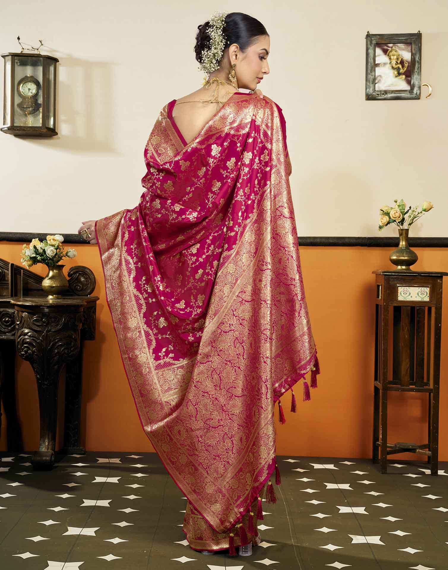 Red Silk Woven Banarasi Saree
