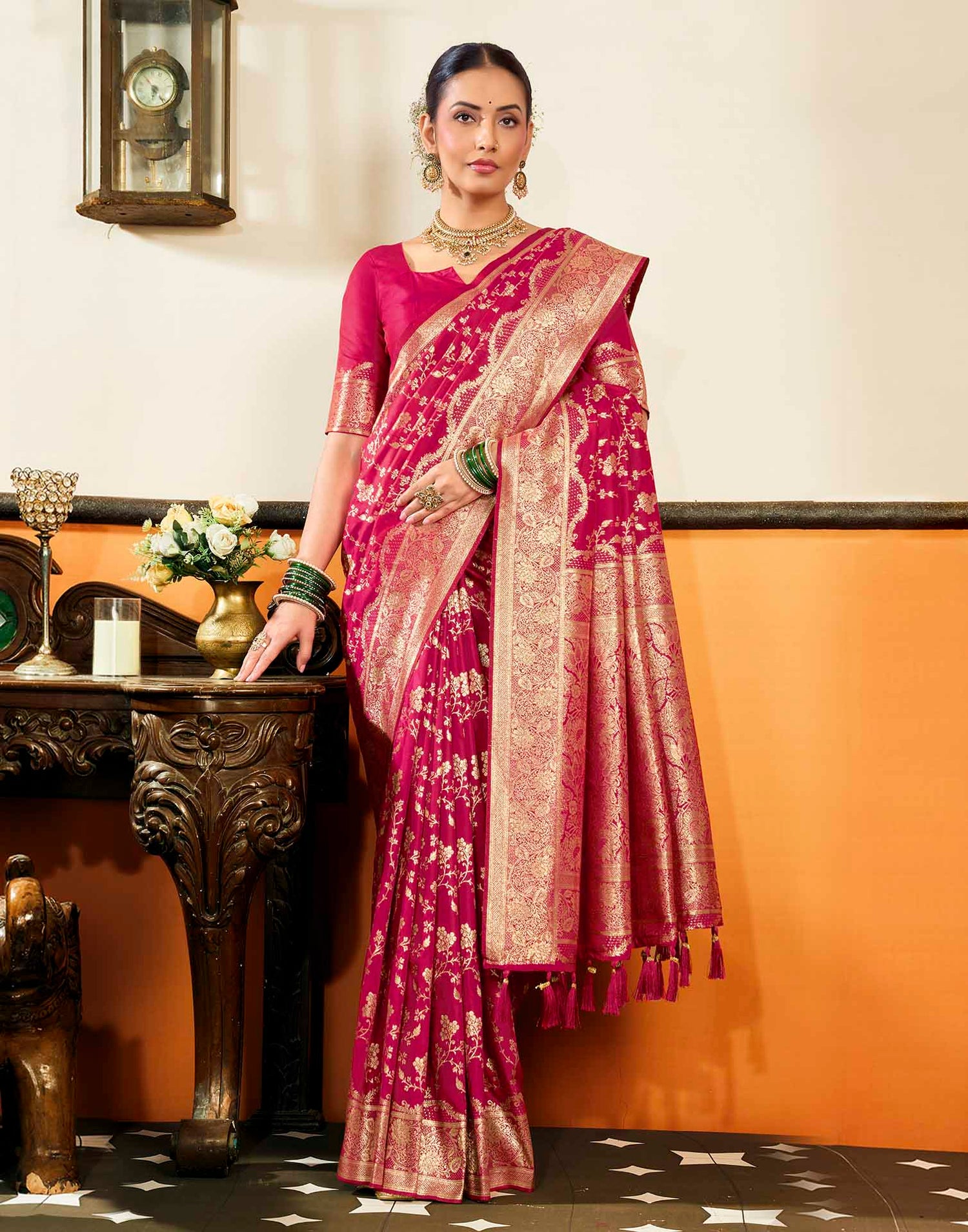 Red Silk Woven Banarasi Saree