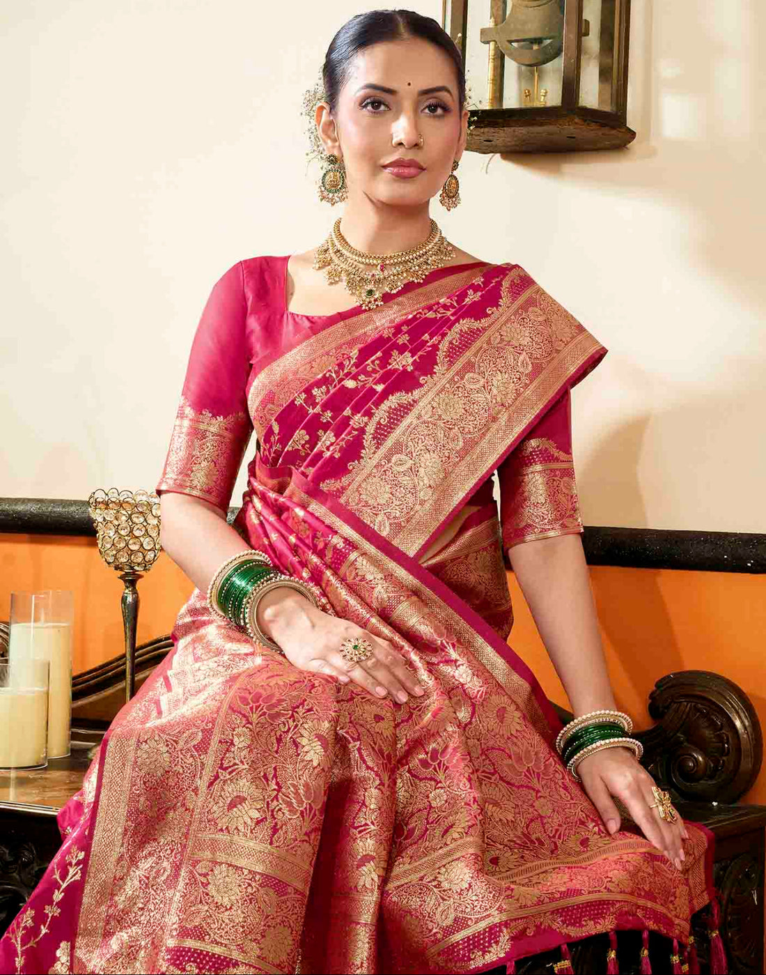 Red Silk Woven Banarasi Saree