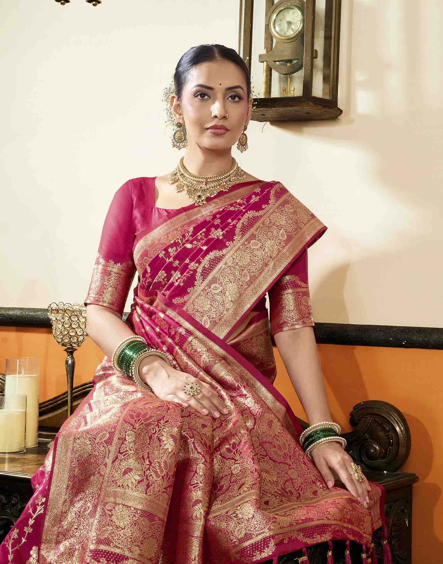 Red Silk Woven Banarasi Saree