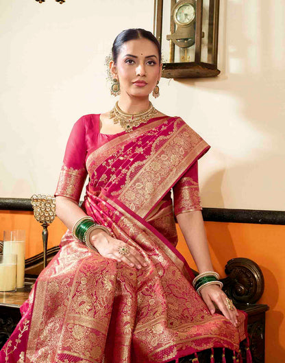 Red Silk Woven Banarasi Saree