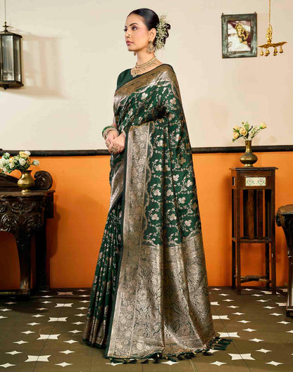 Dark Blue Silk Woven Banarasi Saree