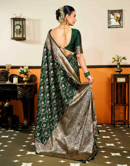 Dark Blue Silk Woven Banarasi Saree