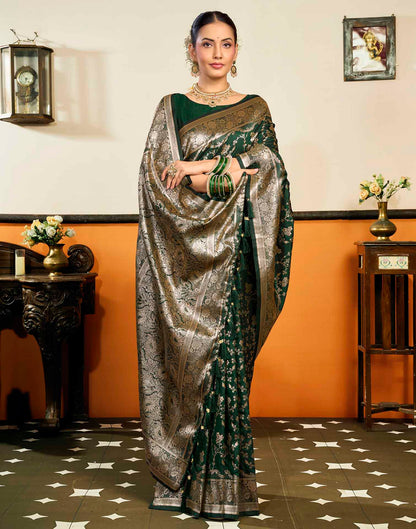 Dark Blue Silk Woven Banarasi Saree