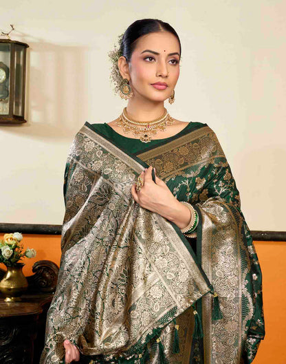 Dark Blue Silk Woven Banarasi Saree