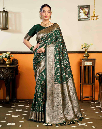 Dark Blue Silk Woven Banarasi Saree