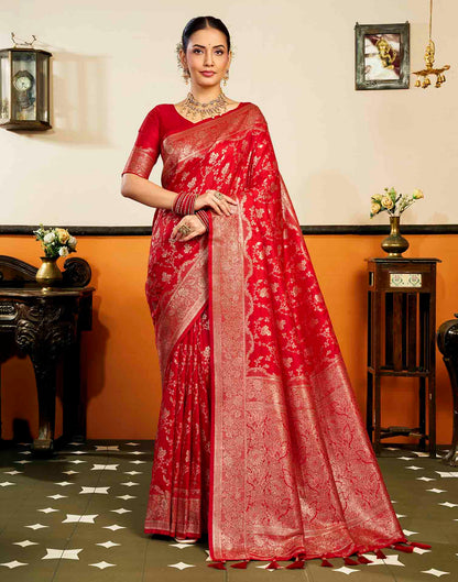 Red Silk Woven Banarasi Saree