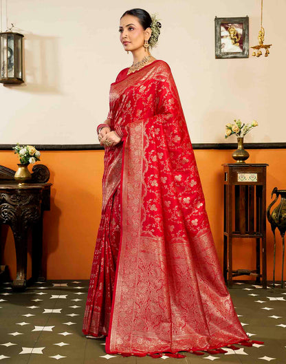 Red Silk Woven Banarasi Saree