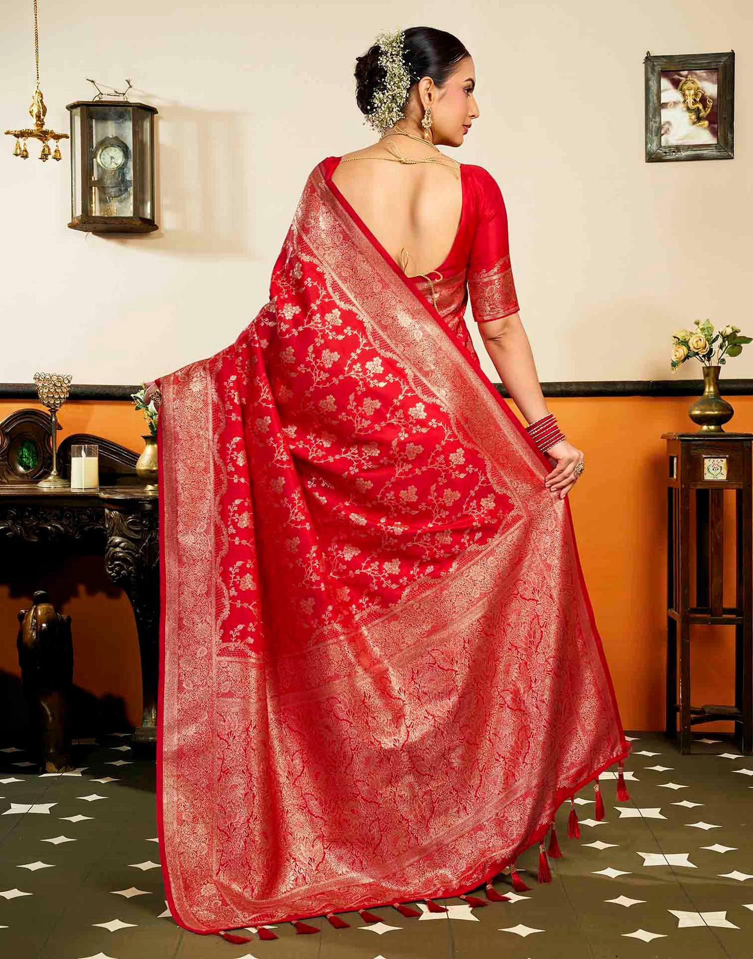 Red Silk Woven Banarasi Saree