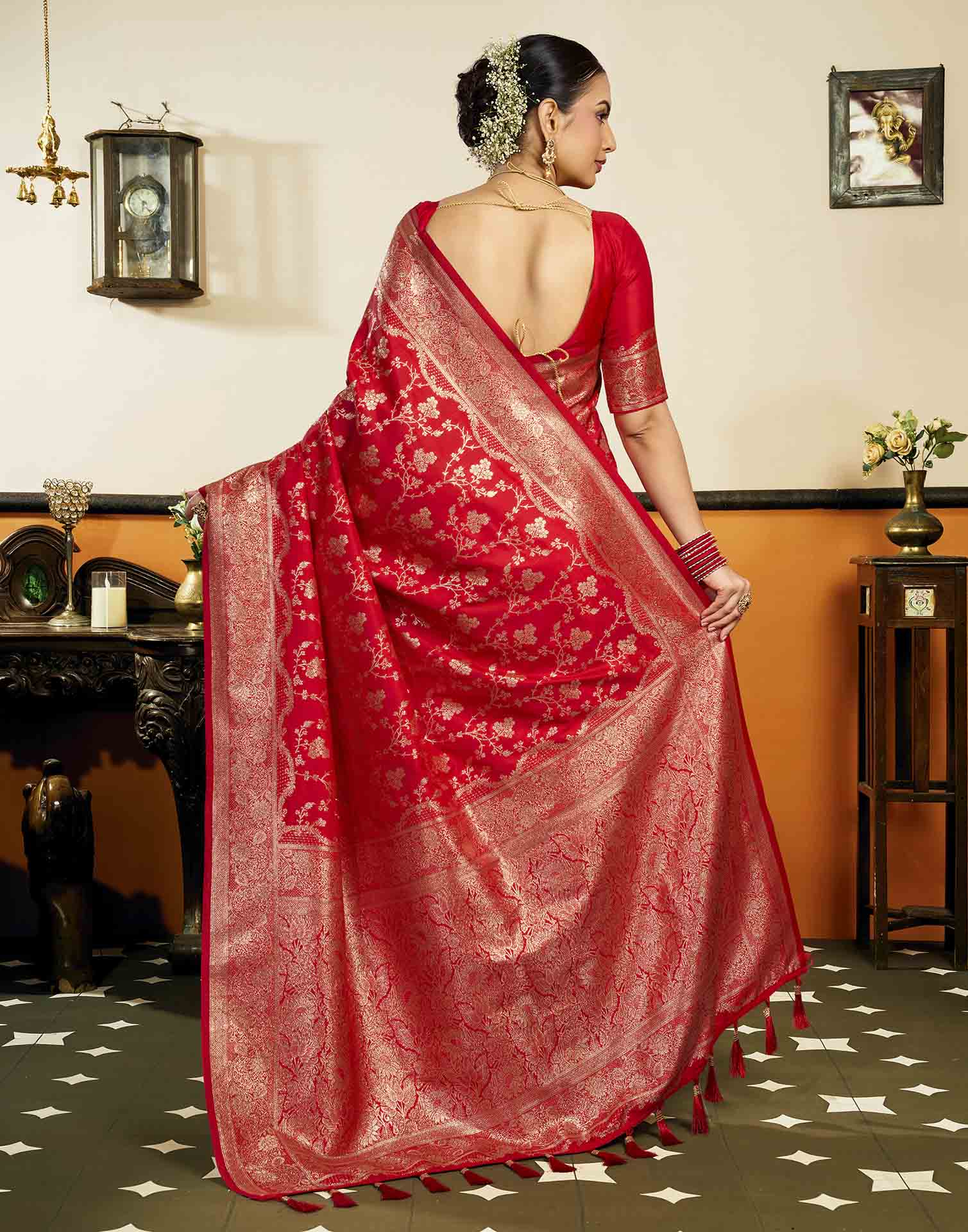Red Silk Woven Banarasi Saree