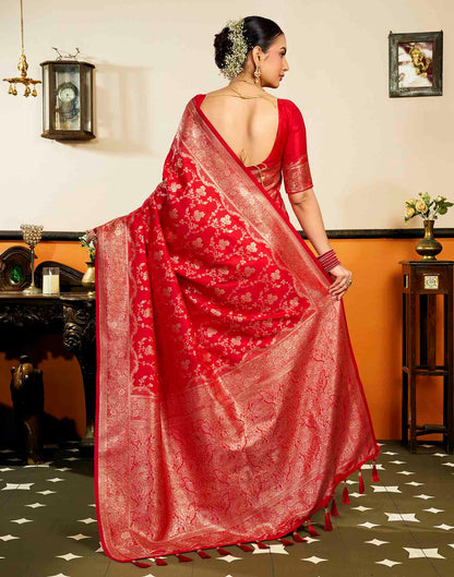 Red Silk Woven Banarasi Saree
