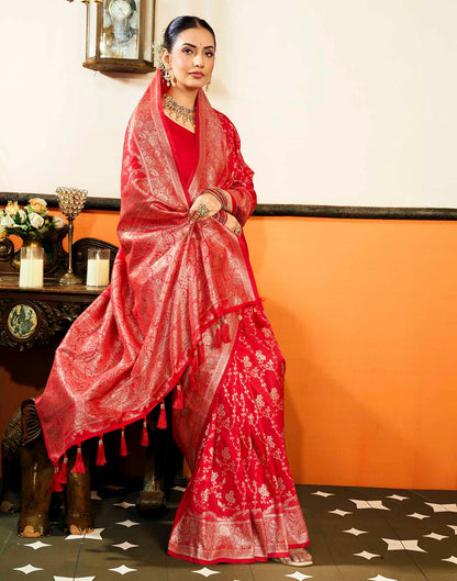 Red Silk Woven Banarasi Saree