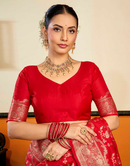 Red Silk Woven Banarasi Saree